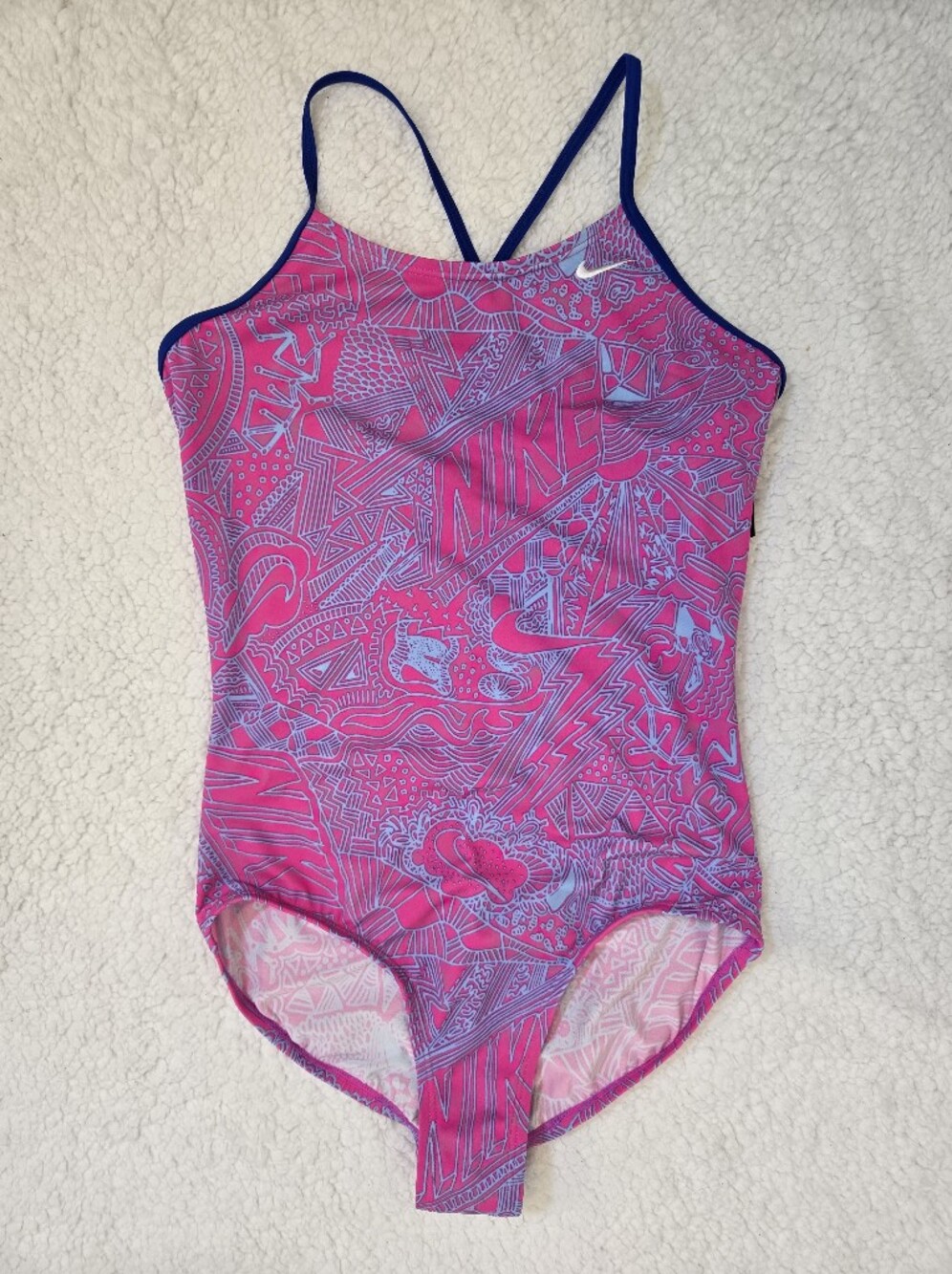 NWT Nike Girls Racerback One Piece Swimsuit Bathing Suit Pink XL 13-15 YRS